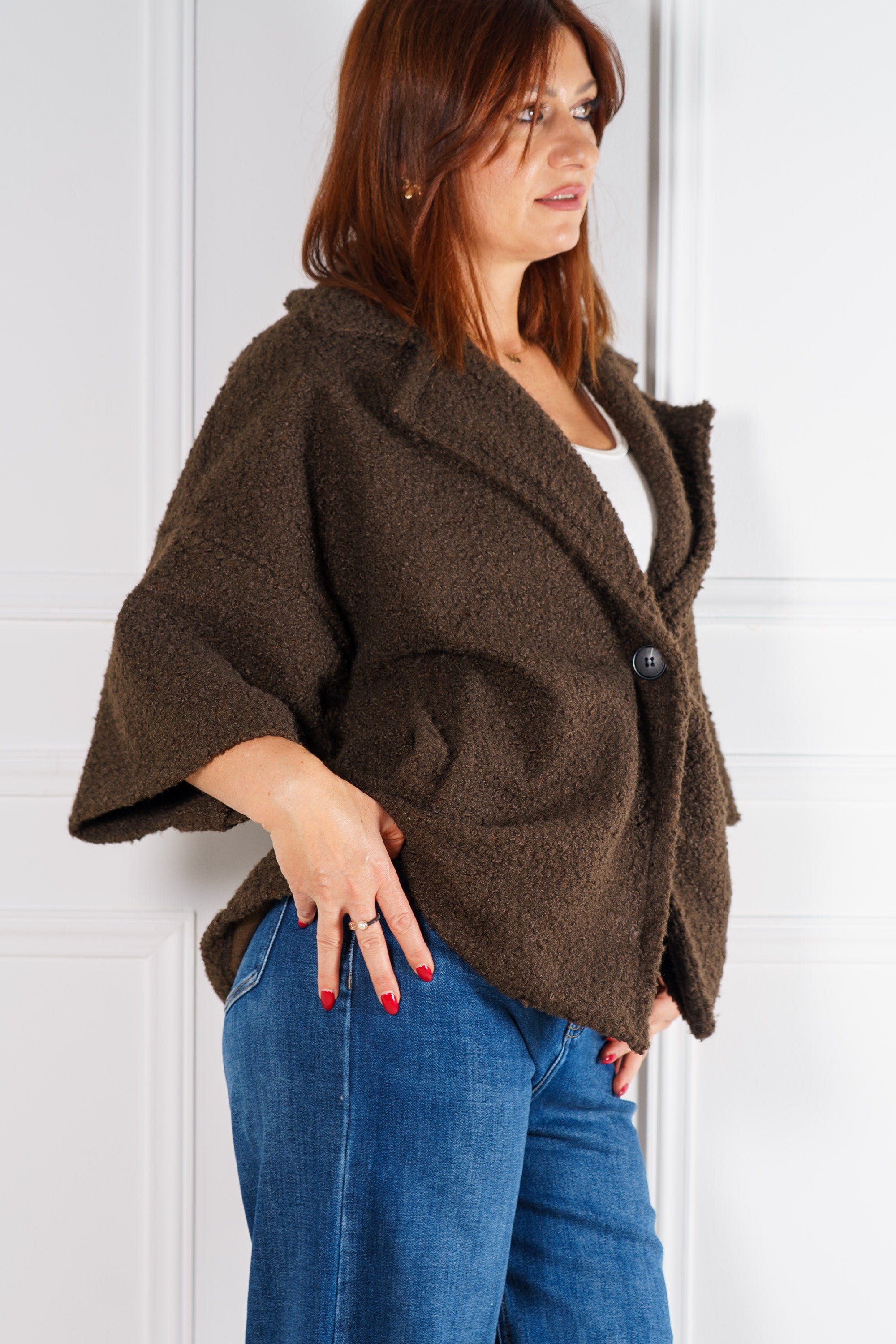 Chaqueta Bouclé Oversize Chocolate