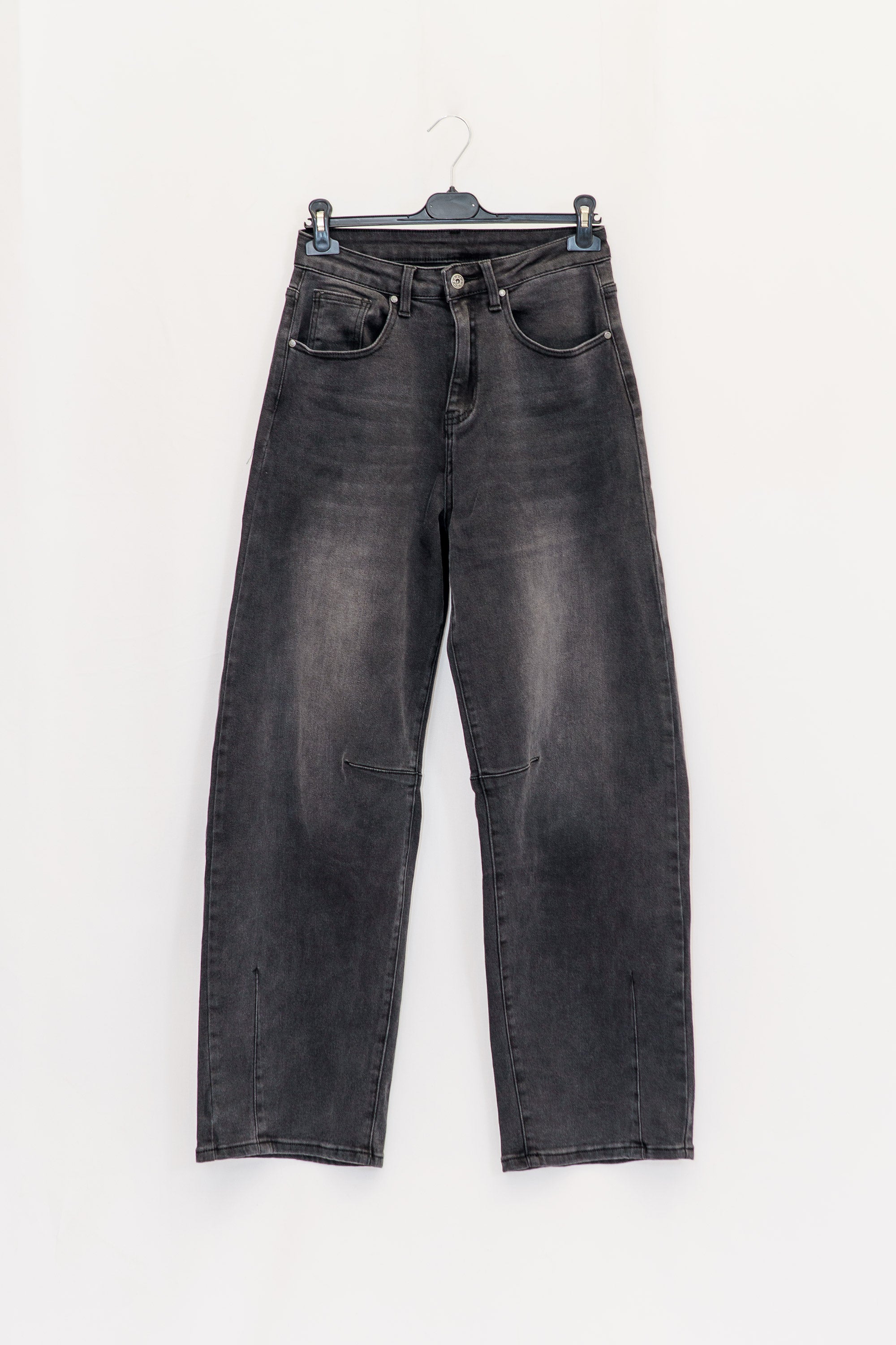 Jeans Barrel Negro Efecto Lavado