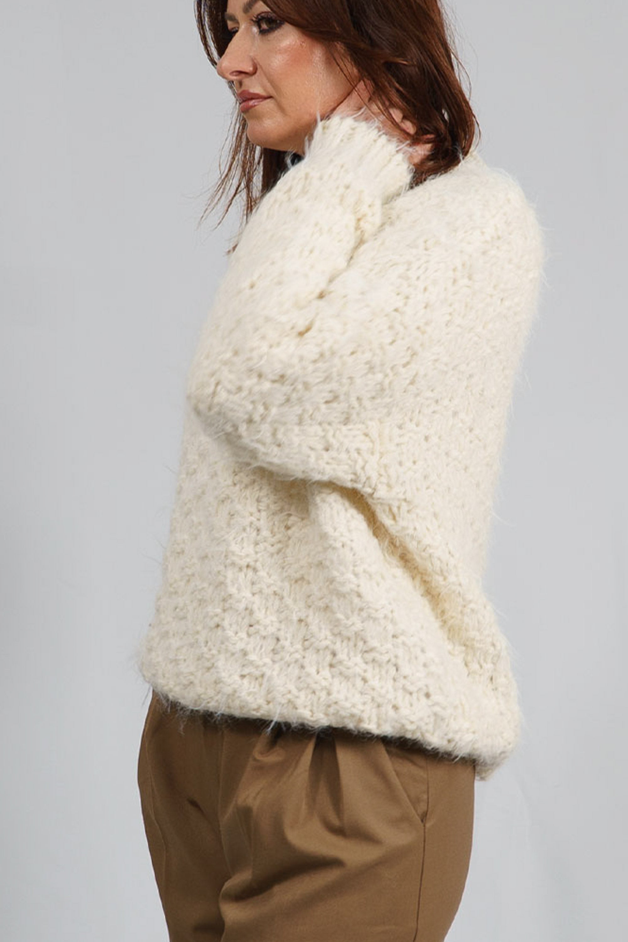Jersey cuello alto crema