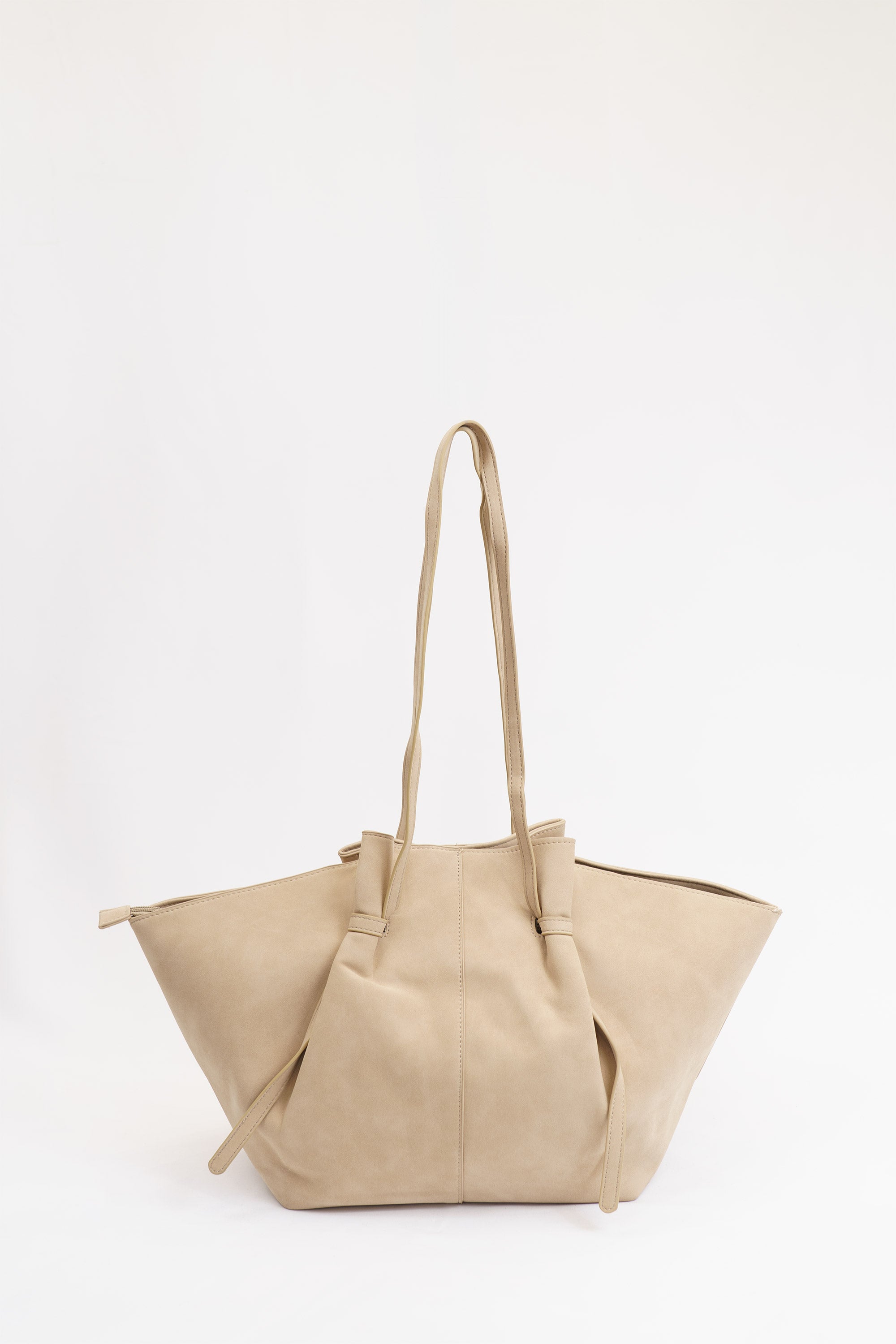 Bolso shopper grande beige efecto piel amplio para mujer