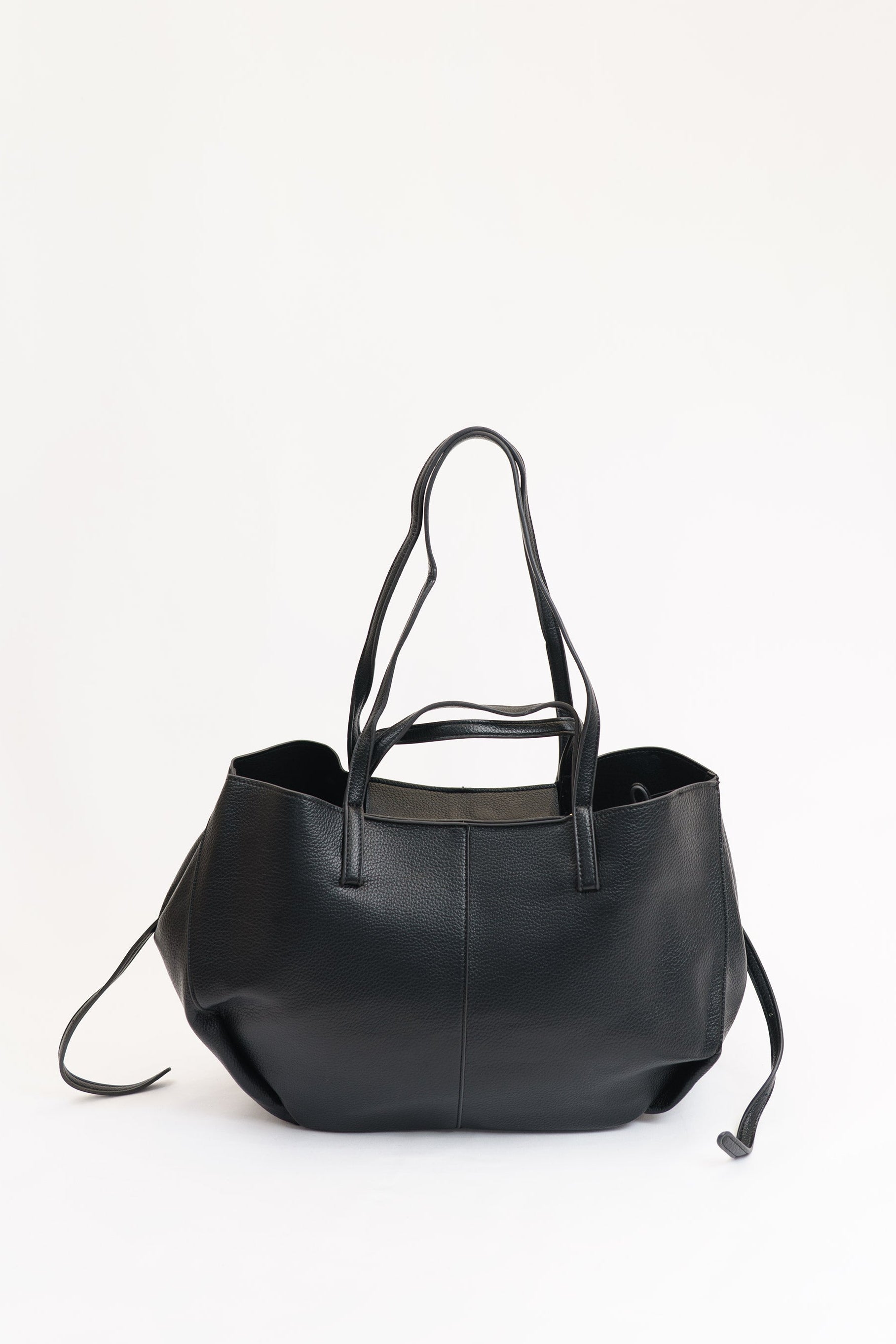 Bolso shopper grande negro efecto piel con neceser interior para mujer