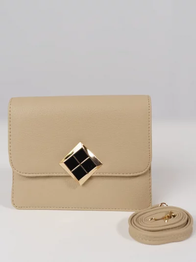 Bolso pequeño con cierre geométrico - Beige