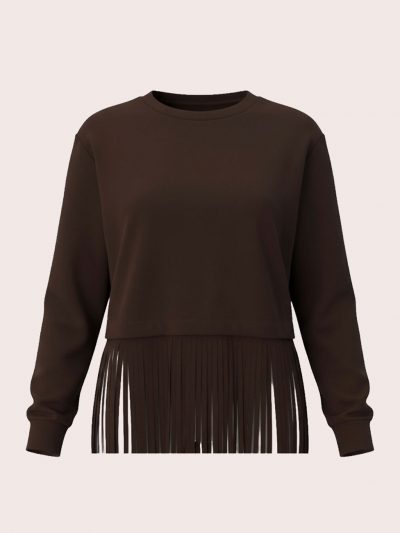 Camiseta marrón con flecos  elevee Es