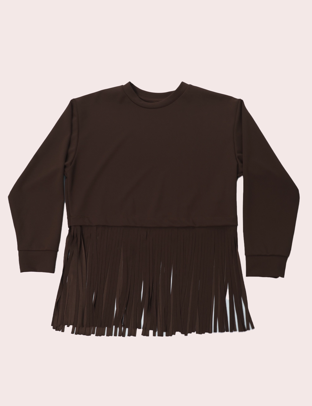 557656-marron. Webp | elevee. Es Camiseta marrón con flecos elevee Es