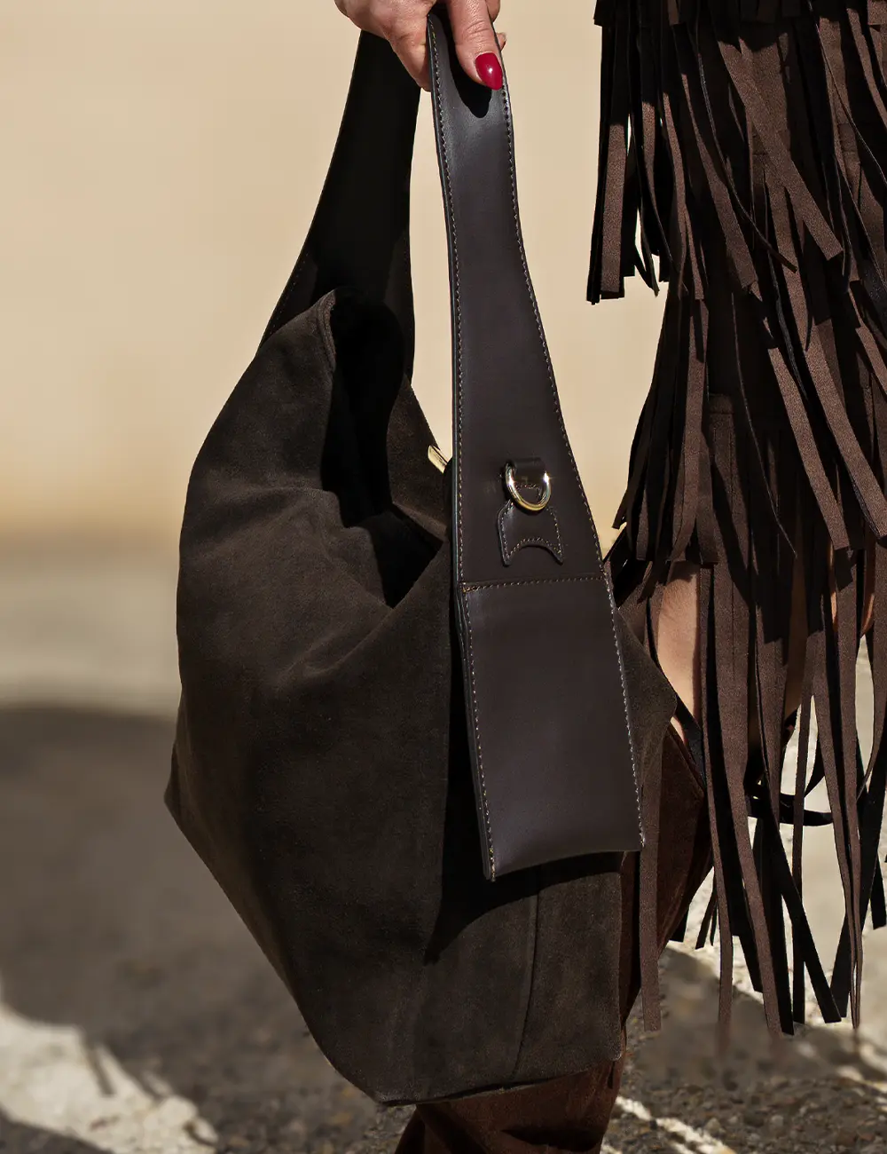 Bolso piel de ante | elevee. Es Bolso piel de ante con asa ancha y correa ajustable elevee Es