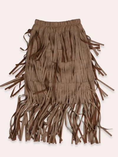 Falda Beige Con Flecos