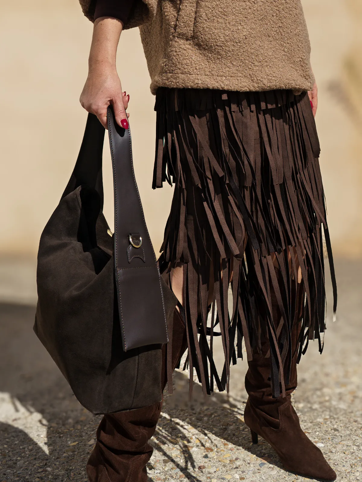 G-27548-falda-flecos-marron-3_elevee-es. Webp | elevee. Es Elevee Es