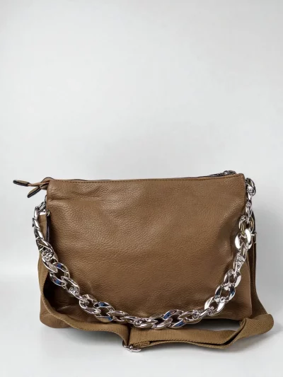 Bolso bandolera con cadena - Taupe