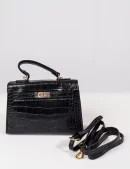 Bolso pequeño de mano efecto cocodrilo   negro  elevee Es