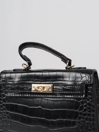 Bolso pequeño de mano efecto cocodrilo   negro  elevee Es