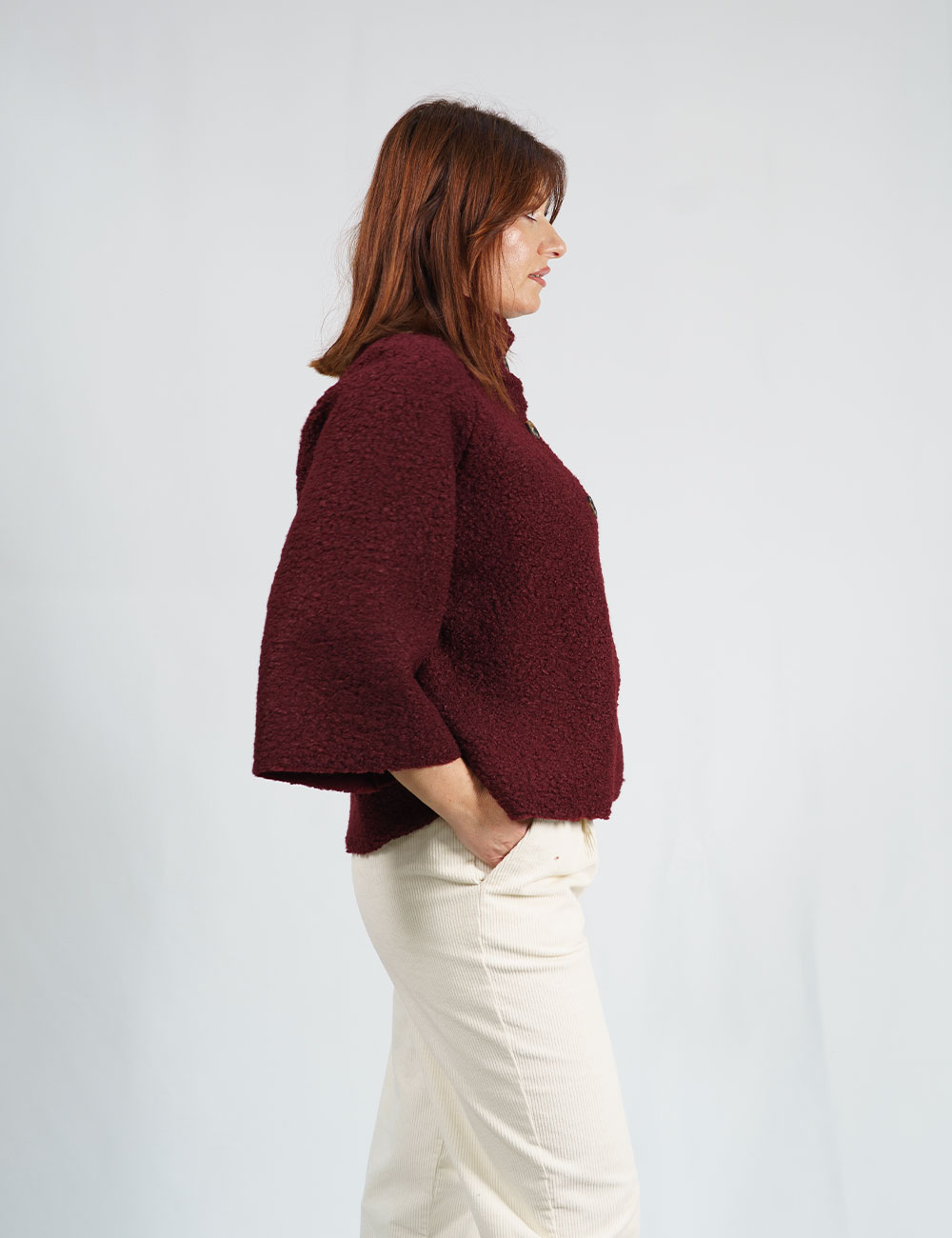 23342-c | elevee. Es Chaqueta bouclé burdeos elevee Es