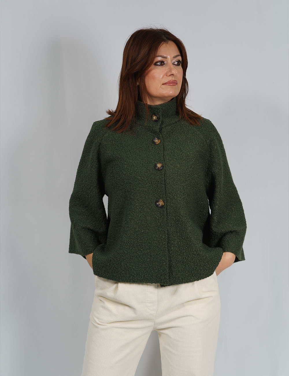 23342-v1 | elevee. Es Chaqueta bouclé verde elevee Es