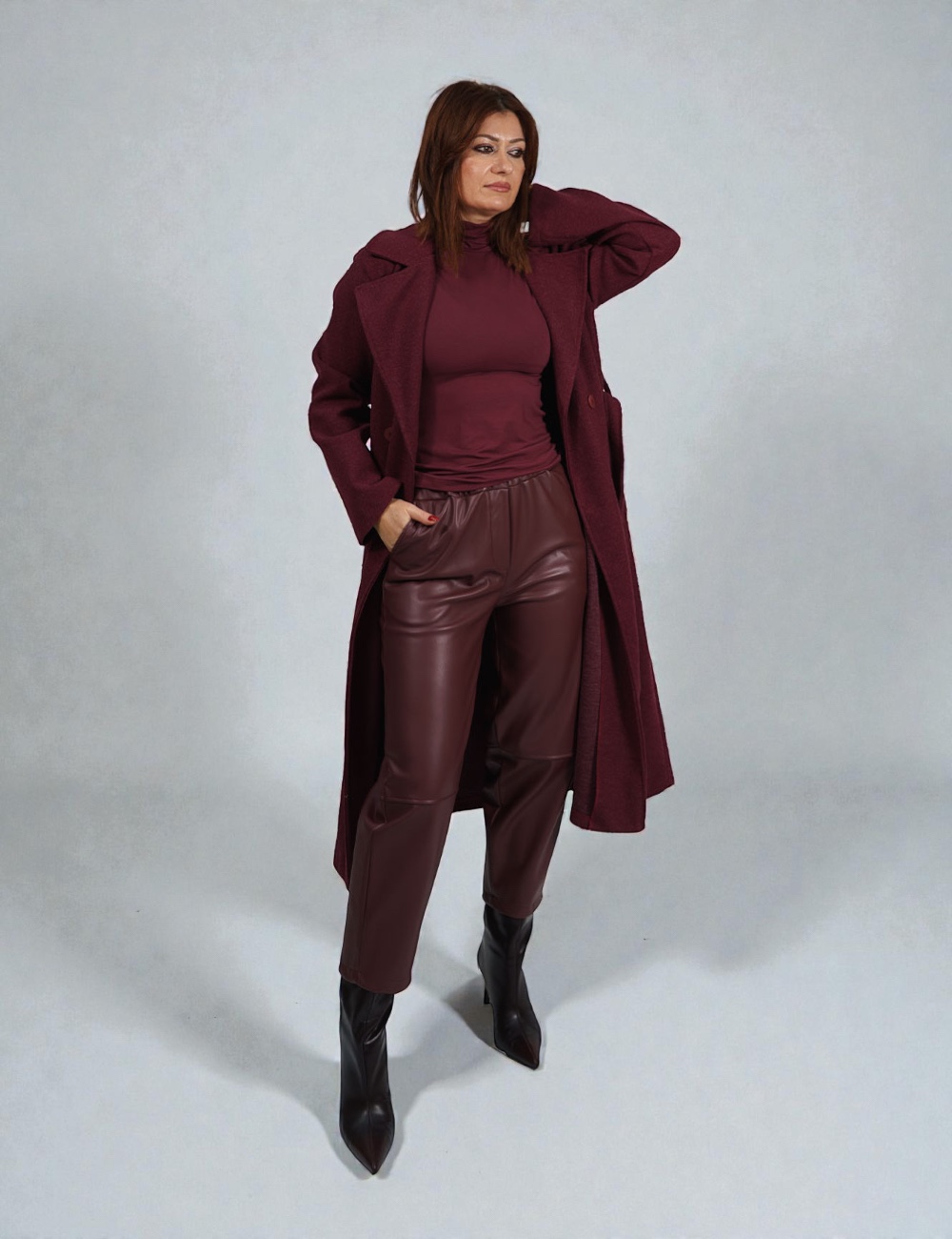 23427---b2 | elevee. Es Abrigo largo burdeos elevee Es