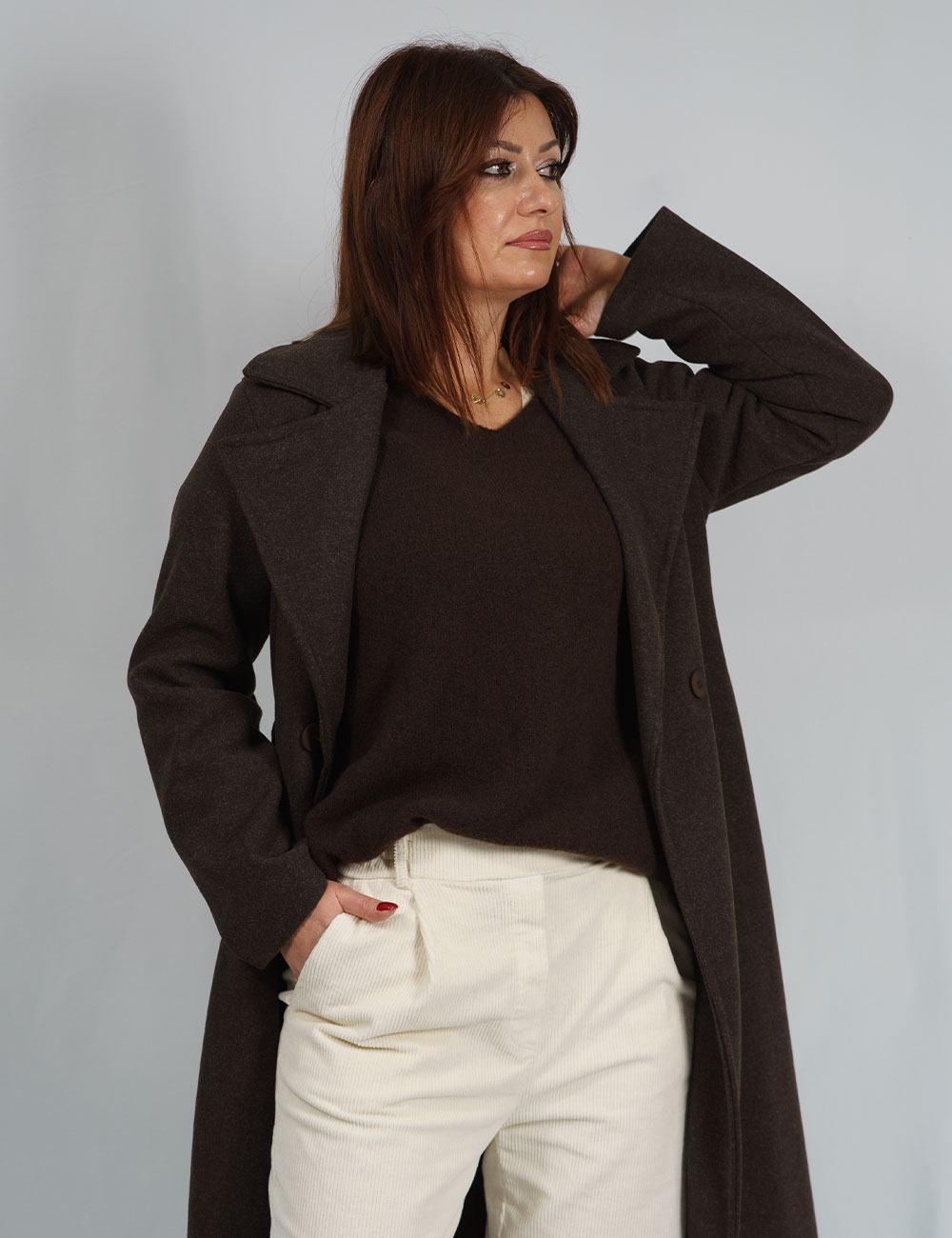 23427-m8 | elevee. Es Abrigo largo marrÓn elevee Es