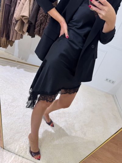 Vestido lencero asimÉtrico  negro  elevee Es