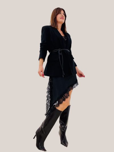 Vestido lencero asimÉtrico  negro  elevee Es