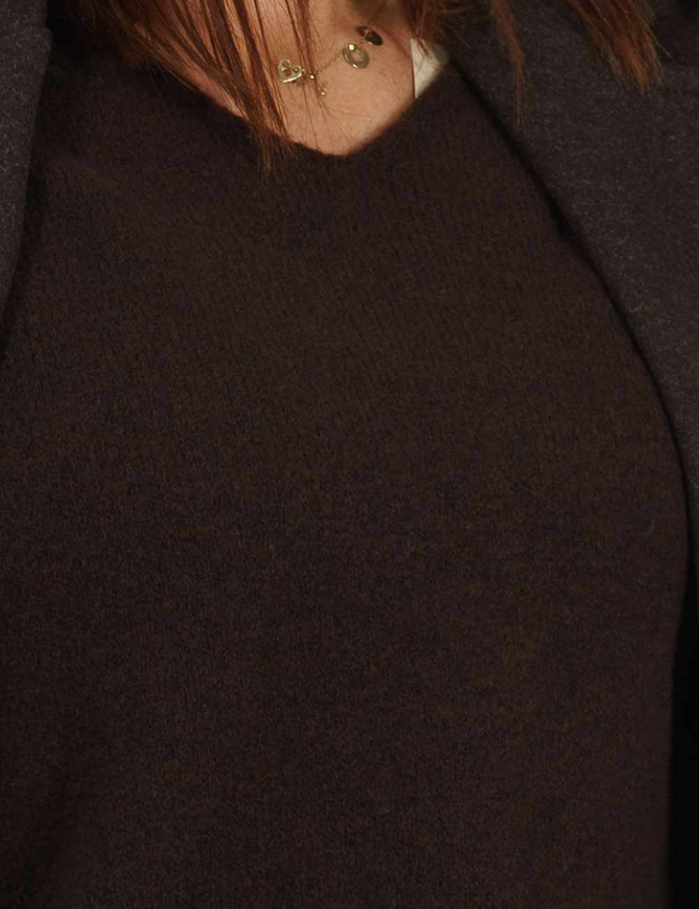 8769-jm5 | elevee. Es Jersey de punto marrón cuello v elevee Es