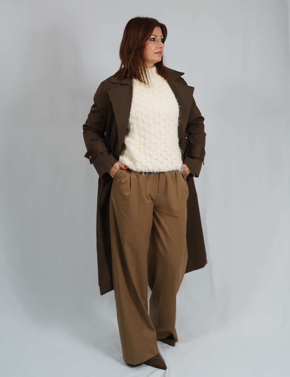 F02502-c6 | elevee. Es PantalÓn de pinzas recto ancho camel elevee Es