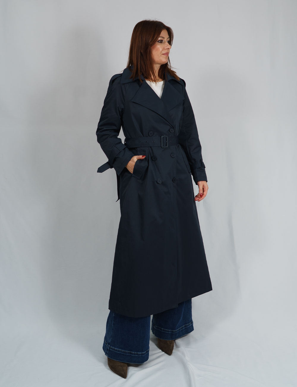 Xq2556-a2 | elevee. Es Trench largo forrado azul marino elevee Es