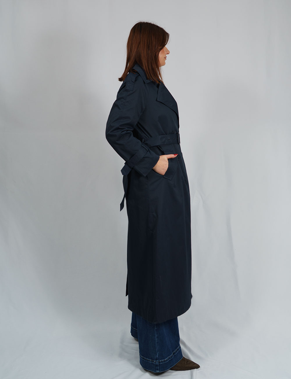 Xq2556-a5 | elevee. Es Trench largo forrado azul marino elevee Es