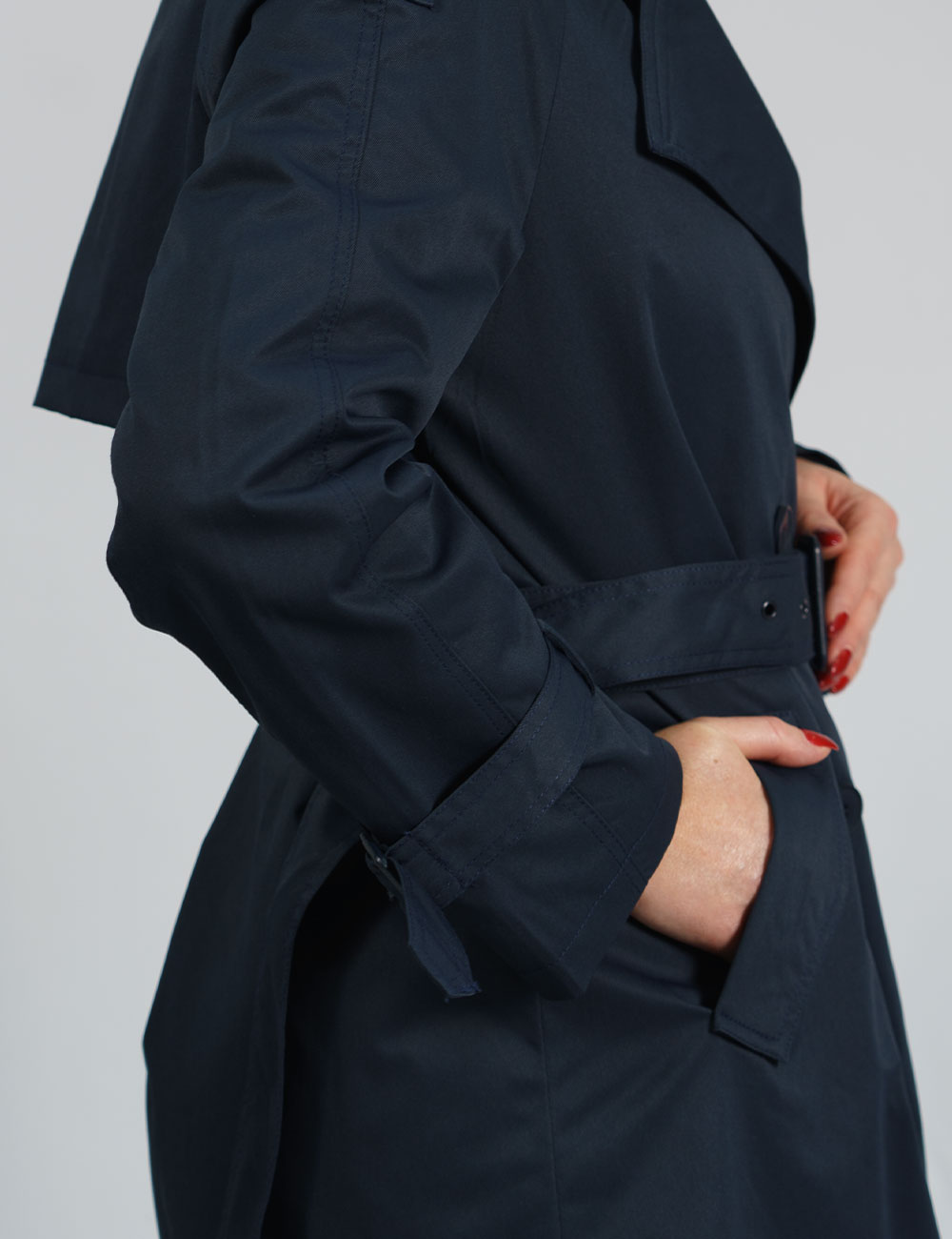 Xq2556-a7 | elevee. Es Trench largo forrado azul marino elevee Es